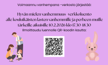 Kuvassa teksti tapahtumaan liittyen ja qr-koodi