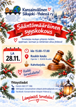 Kansainvälinen Siikajoki – Yhdessä ry sääntömääräinen syyskokous
