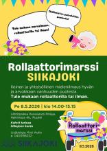 Rollaattorimarssi on iloinen ja yhteisöllinen mielenilmaus hyvän ja arvokkaan vanhuuden puolesta. Tule mukaan rollaattorilla tai ilman. Lähdetään perjantaina 8.5. klo 14 Ruukin palvelukoti Pihlajasta asukkaiden kanssa ulkoilemaan hyvän asian puolesta. Ulkoilun jälkeen tarjolla kahvit palvelukodin tiloissa. Kahvit tarjoaa Siikajoen kunta. Lisätietoja Kirsi Autio p. 0403156222