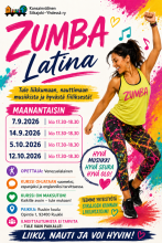 Latinarytmit saapuvat Ruukkiin!  Tule mukaan viettämään energinen tunti musiikin, liikkeen ja hyvän seuran parissa! Zumba Latina on kaikille avoin ja maksuton – aiempaa kokemusta et tarvitse. 