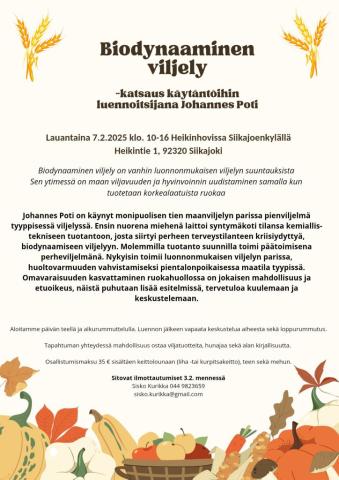 Luento Biodynaamisesta viljelystä