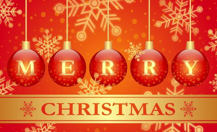 Joulupalloja, joissa lukee merry christmas