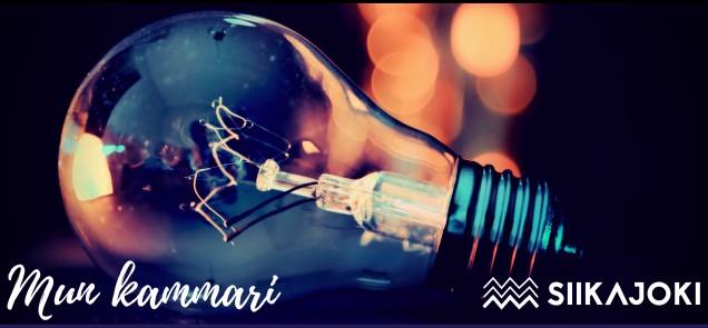 Kuvassa on hehkulamppu ja teksti Mun kammari sekä Siikajoen logo