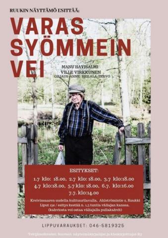 Mainosjulisteessa kuva näytelmästä ja esitetekstiä