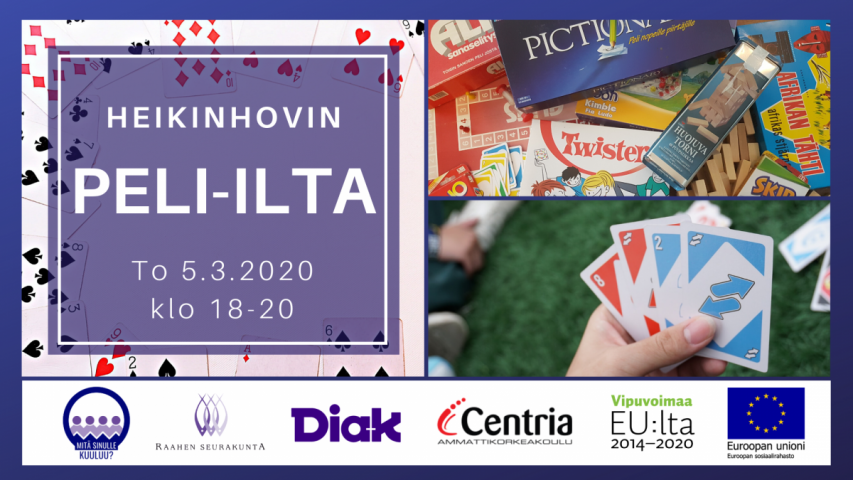 Peli-ilta Heikinhovissa 05.03.2020 mainoskuva