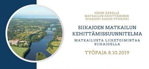 Mainos, jossa olennaiset asiat tekstinä ja kuva Siikajoesta