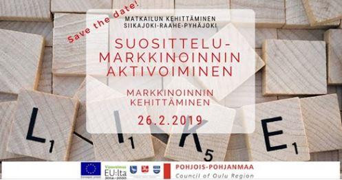 Mainostekstiä tilaisuudesta ja alla kirjainpainikkeilla lukeva like